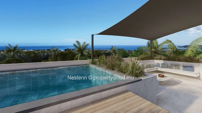 Penthouse avec piscine sur toit terrasse et vue panoramique