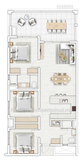 Vie côtière moderne – Appartement 3 chambres sur plan