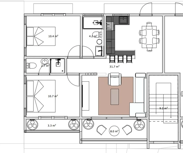 New 1st floor apartment with 2 bedrooms 