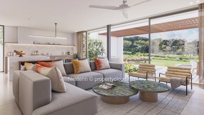 Villa contemporaine de 2 chambres vue golf avec piscine privée dans un domaine de renom