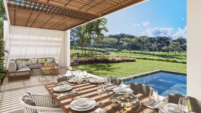Villa contemporaine de 2 chambres vue golf avec piscine privée dans un domaine de renom