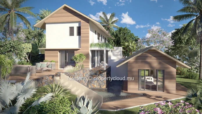 Contemporary duplex villa with 4 bedrooms, private pool, and mountain views in a secure residence