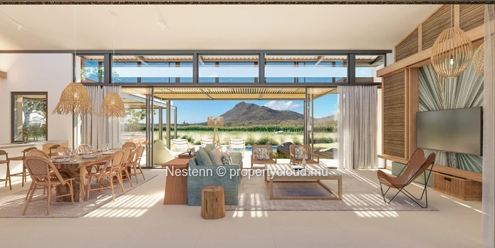 Villa de 3 chambres avec vue sur le golf et la montagne de la Tourelle de Tamarin dans un domaine d'exception avec Golf