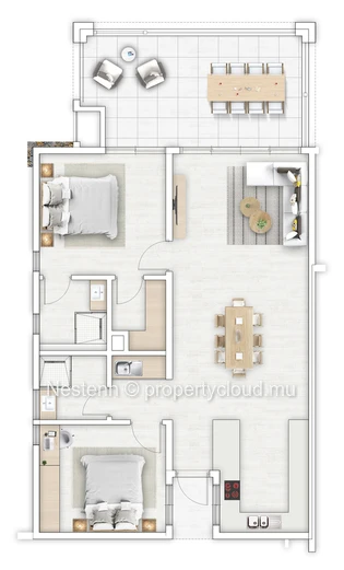 Vie côtière moderne – Appartement 2 chambres sur plan