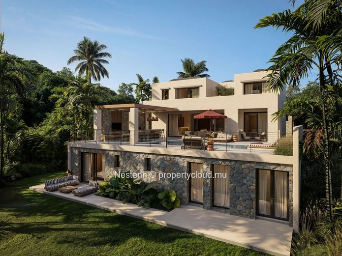 Une villa sur mesure dans un domaine renommé, nichée dans un écrin de verdure luxuriante.