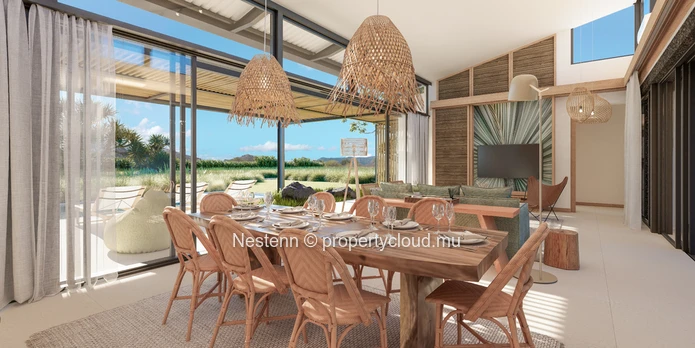 Villa de 3 chambres avec vue sur le golf et la montagne de la Tourelle de Tamarin dans un domaine d'exception avec Golf
