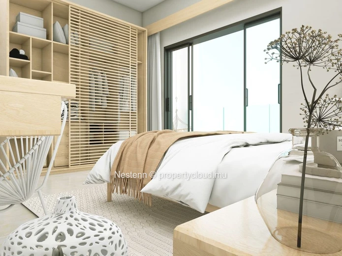 Contemporary 3-bedroom penthouse with sea view in Grand Gaube. Duplex, furnished, rooftop access, secure parking, und...