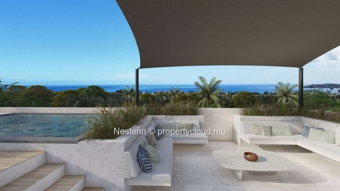 Penthouse avec piscine sur toit terrasse et vue panoramique